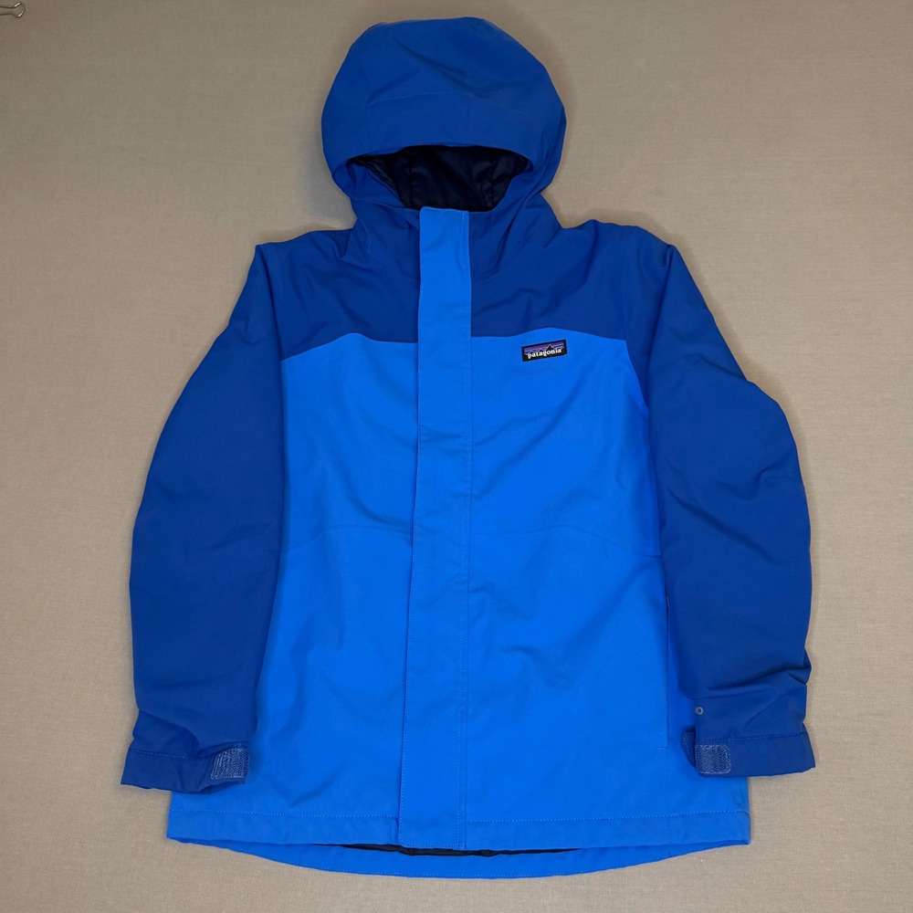 Patagonia Kids M 10 H2No Waterproof Insulated Jacket Blue Colorblock Hooded
